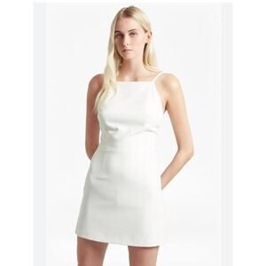 French Connection Women's White Whisper Square Neck Sleeveless Mini Dress XS